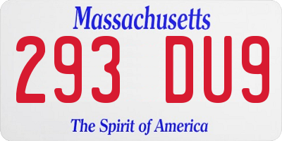 MA license plate 293DU9