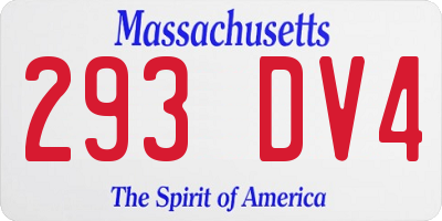 MA license plate 293DV4