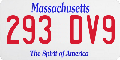 MA license plate 293DV9