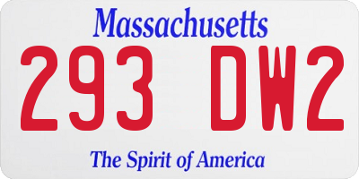 MA license plate 293DW2