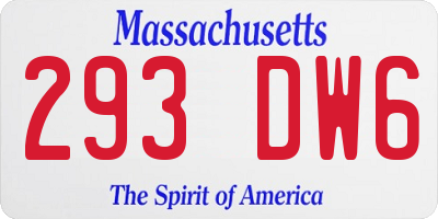 MA license plate 293DW6