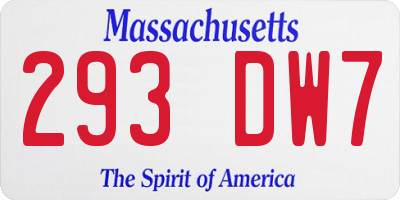 MA license plate 293DW7