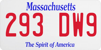 MA license plate 293DW9