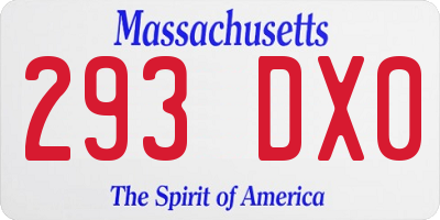 MA license plate 293DX0