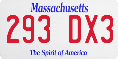 MA license plate 293DX3