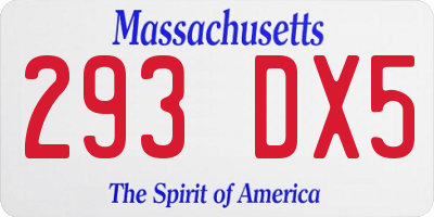 MA license plate 293DX5