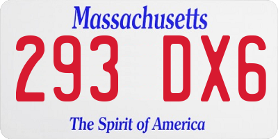 MA license plate 293DX6
