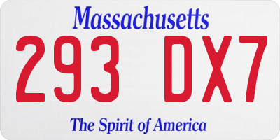 MA license plate 293DX7