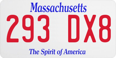 MA license plate 293DX8