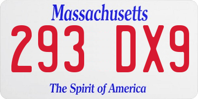 MA license plate 293DX9