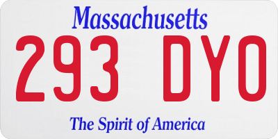 MA license plate 293DY0