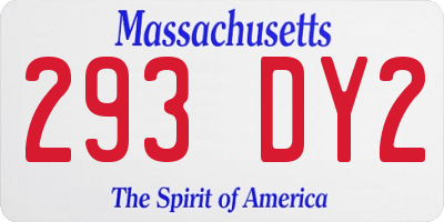 MA license plate 293DY2