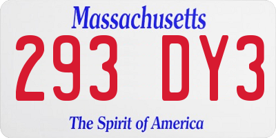 MA license plate 293DY3