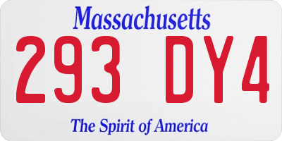 MA license plate 293DY4