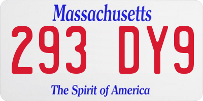 MA license plate 293DY9