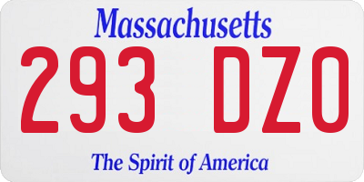 MA license plate 293DZ0