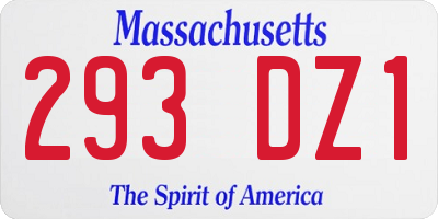 MA license plate 293DZ1