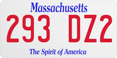 MA license plate 293DZ2