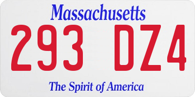 MA license plate 293DZ4