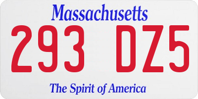 MA license plate 293DZ5