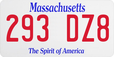 MA license plate 293DZ8