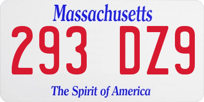 MA license plate 293DZ9