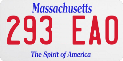 MA license plate 293EA0