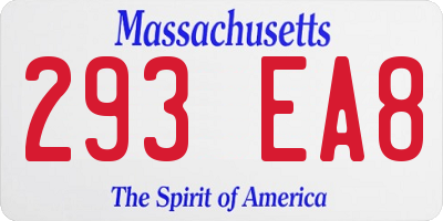 MA license plate 293EA8