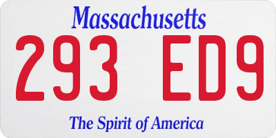 MA license plate 293ED9