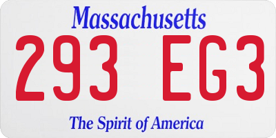 MA license plate 293EG3