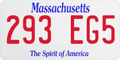 MA license plate 293EG5