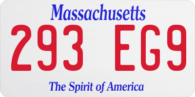 MA license plate 293EG9