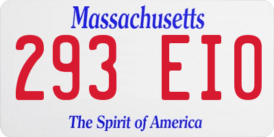 MA license plate 293EI0