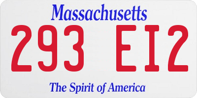 MA license plate 293EI2