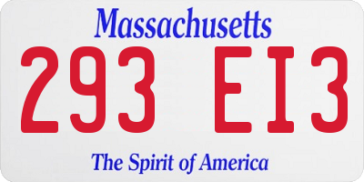 MA license plate 293EI3