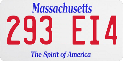 MA license plate 293EI4