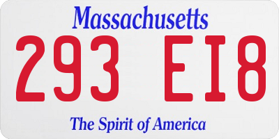 MA license plate 293EI8