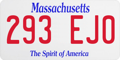MA license plate 293EJ0