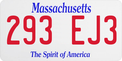MA license plate 293EJ3