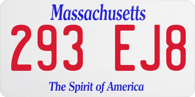 MA license plate 293EJ8