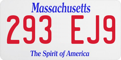 MA license plate 293EJ9