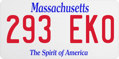 MA license plate 293EK0