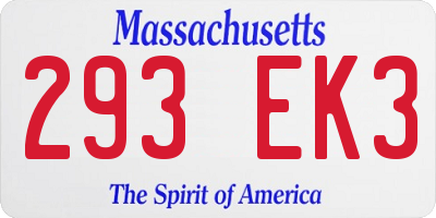 MA license plate 293EK3