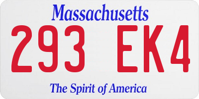 MA license plate 293EK4