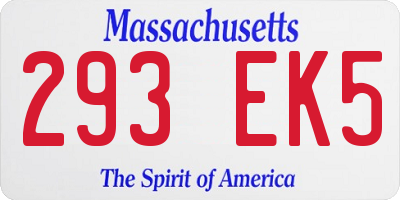 MA license plate 293EK5