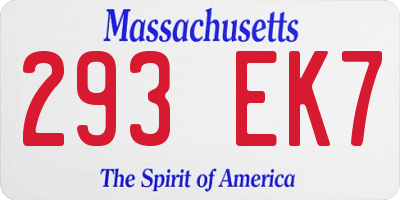 MA license plate 293EK7