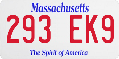 MA license plate 293EK9