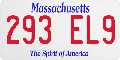 MA license plate 293EL9
