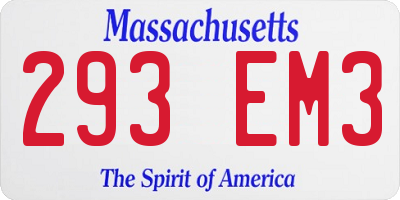 MA license plate 293EM3