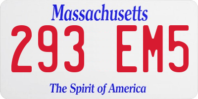MA license plate 293EM5
